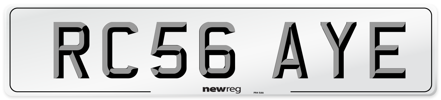RC56 AYE Number Plate from New Reg